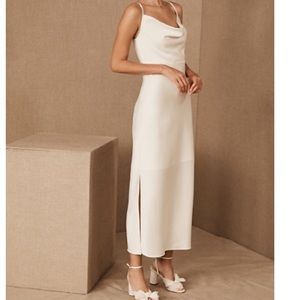 BHLDN cowl neck charmeuse slip style dress
